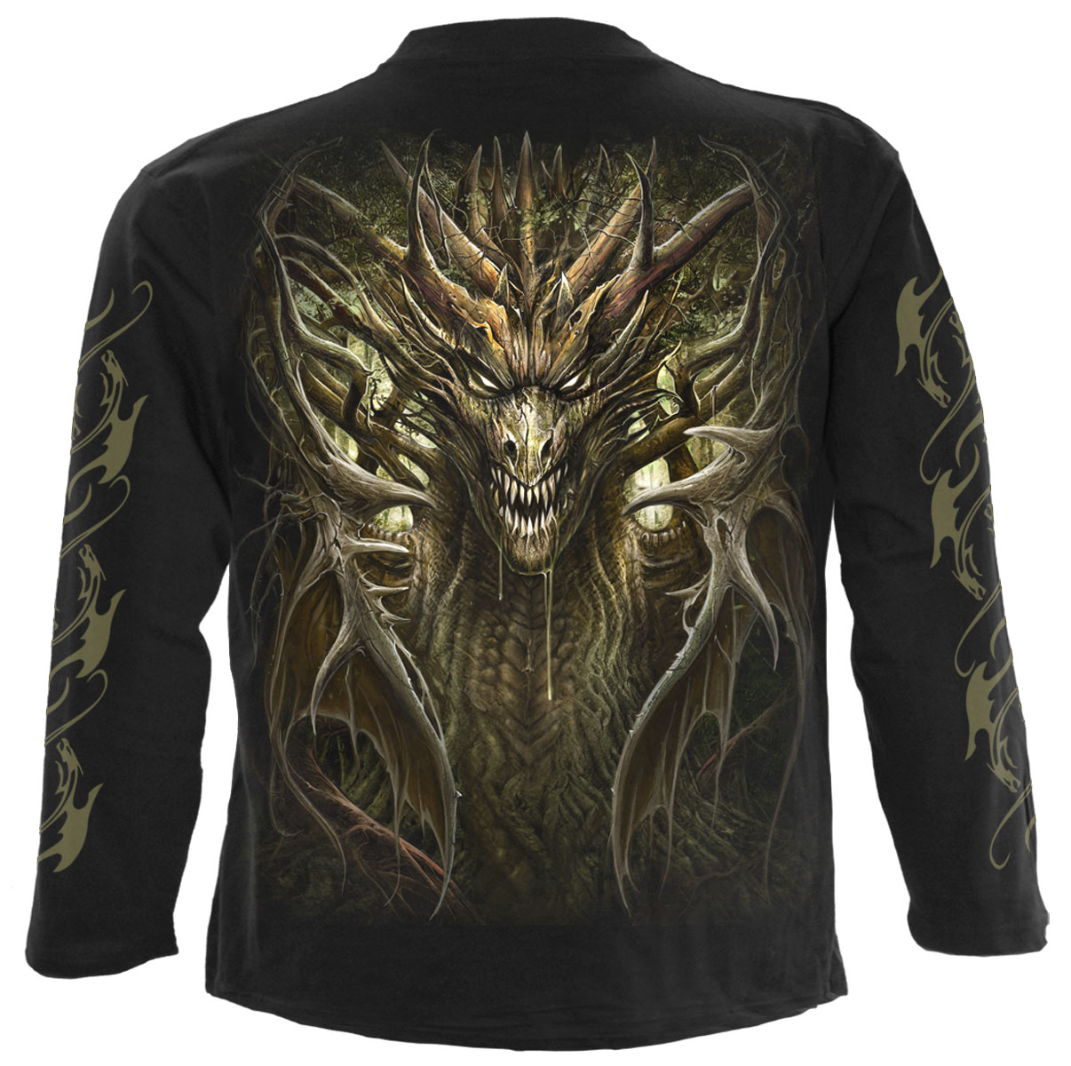 Spiral Dragon Forest, Longsleeve T-Shirt Black |Dragon|Forest|Mystical ...